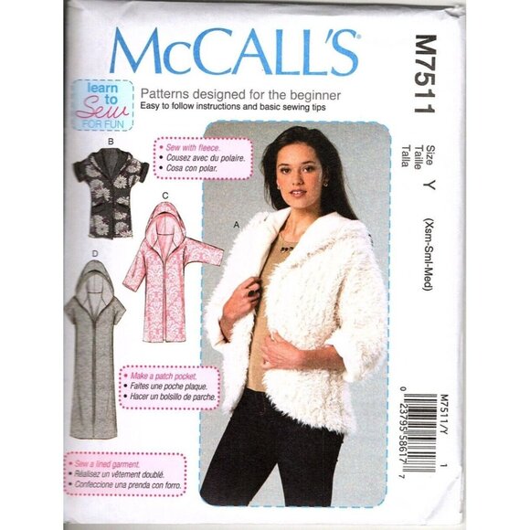 McCall's M7511 Misses XS to M Hooded Jackets Uncut Sewing Pattern - Picture 1 of 2